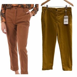 NWT ASPESI Cuffed Stretch Cotton Chino Pants Tuscan Yellow Size 44